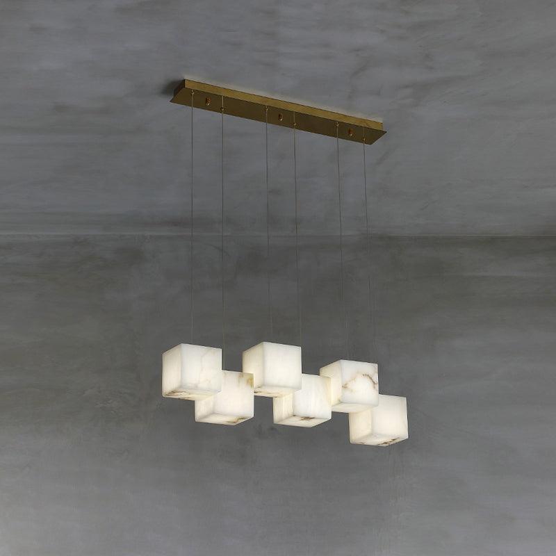 Develo Minimalist Alabaster Linear Pendant Light Chandelier-Neutral Decor