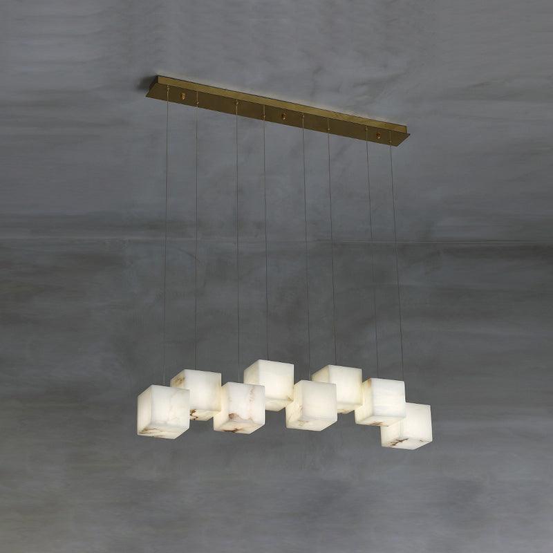 Develo Minimalist Alabaster Linear Pendant Light Chandelier-Neutral Decor