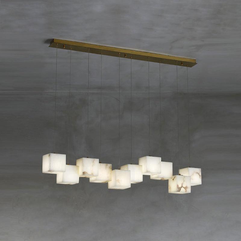 Develo Minimalist Alabaster Linear Pendant Light Chandelier-Neutral Decor
