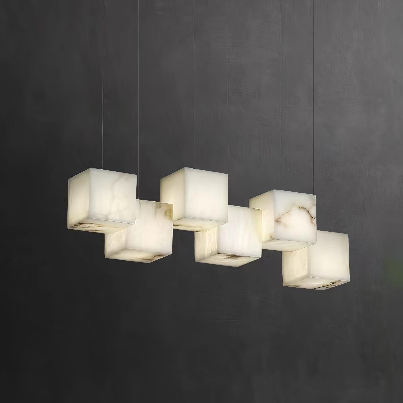 Develo Minimalist Alabaster Linear Pendant Light Chandelier-Neutral Decor