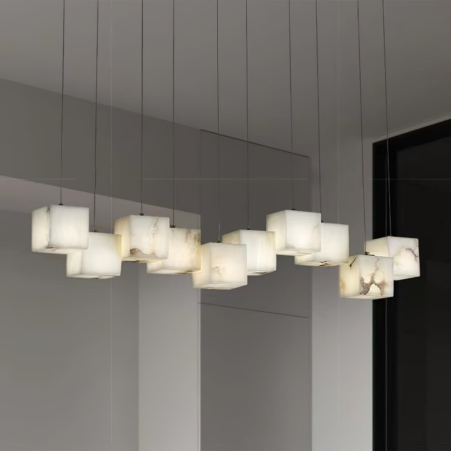Develo Minimalist Alabaster Linear Pendant Light Chandelier-Neutral Decor