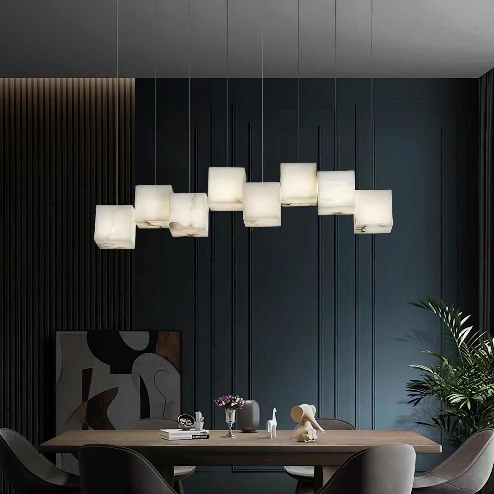 Develo Minimalist Alabaster Linear Pendant Light Chandelier-Neutral Decor
