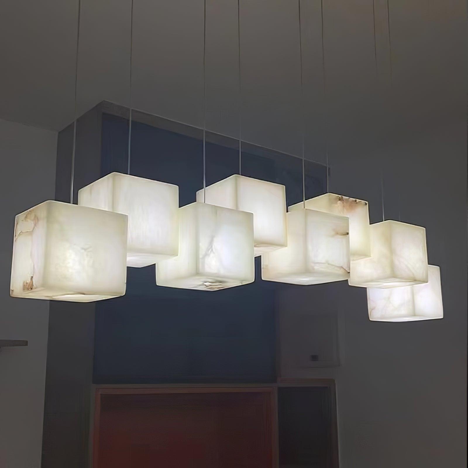 Develo Minimalist Alabaster Linear Pendant Light Chandelier-Neutral Decor