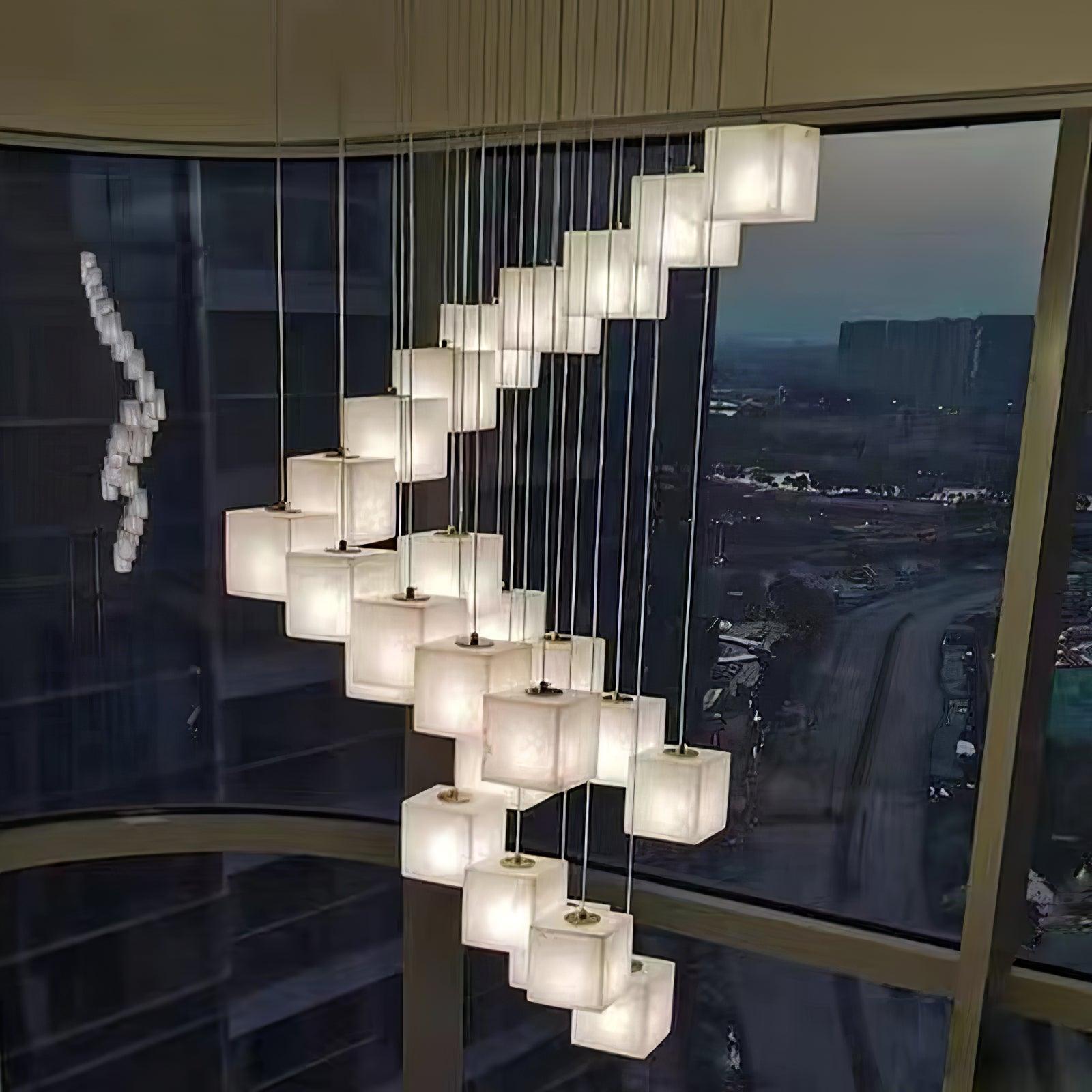Develo Minimalist Alabaster Linear Pendant Light Chandelier-Neutral Decor