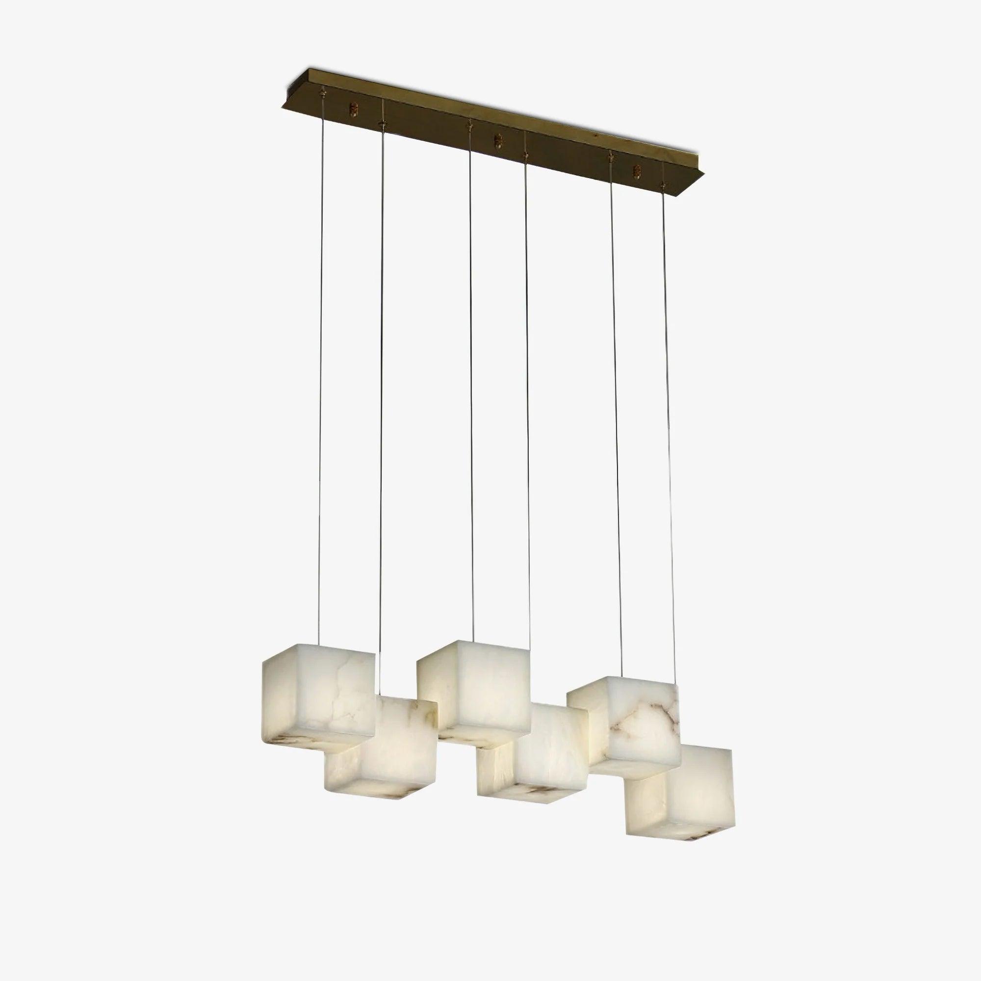 Develo Minimalist Alabaster Linear Pendant Light Chandelier-Neutral Decor