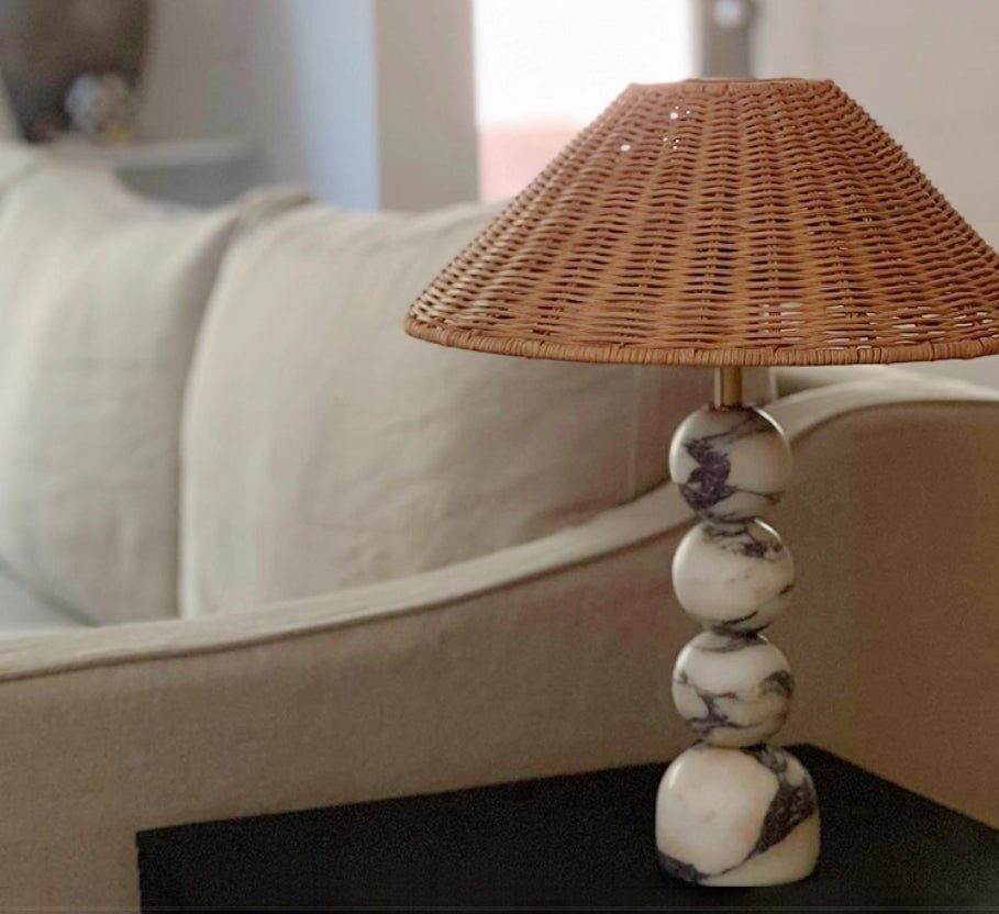 Marble Orb Rattan Table Lamp-Neutral Decor