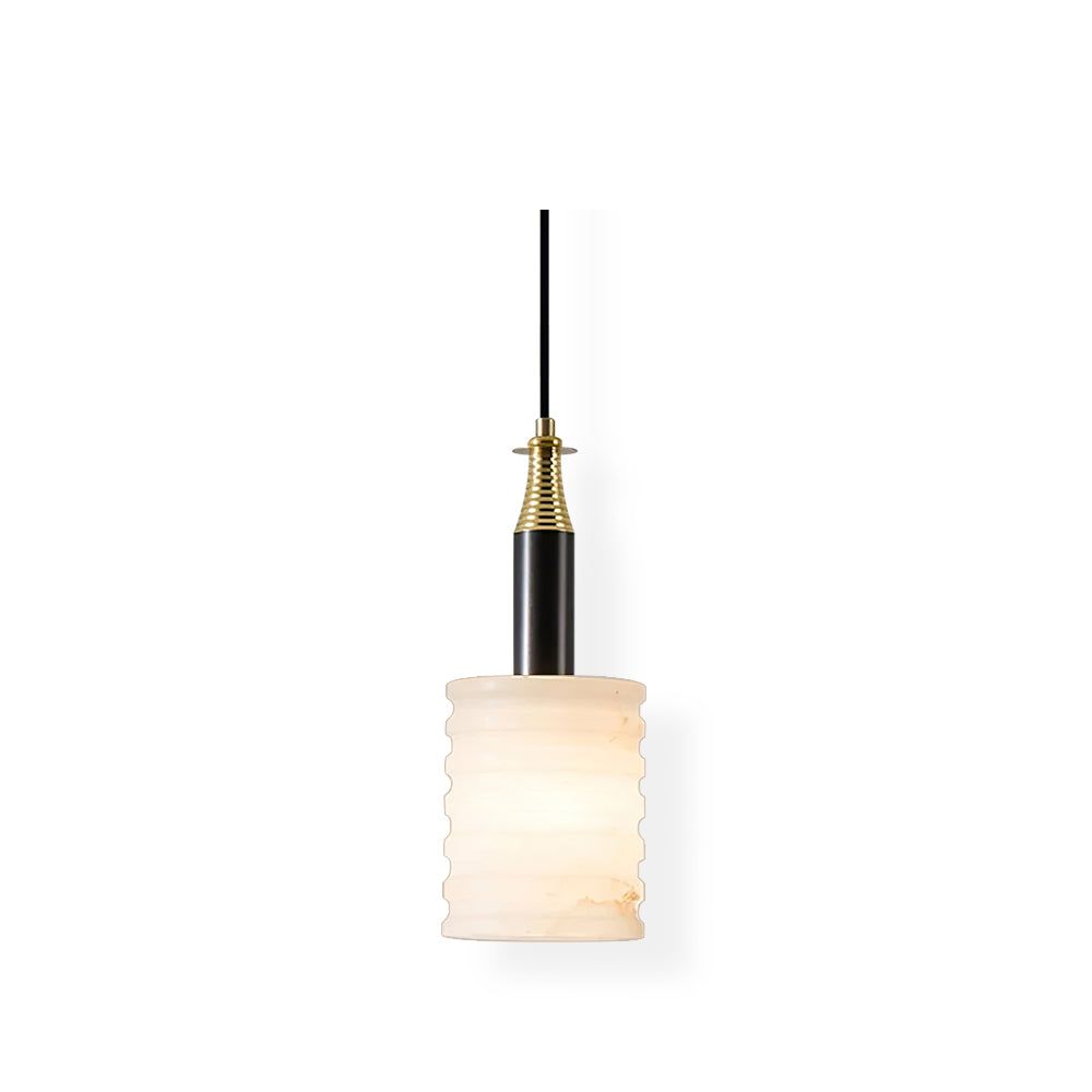Alabaster Pendant Lamp Ribbed Cylinder