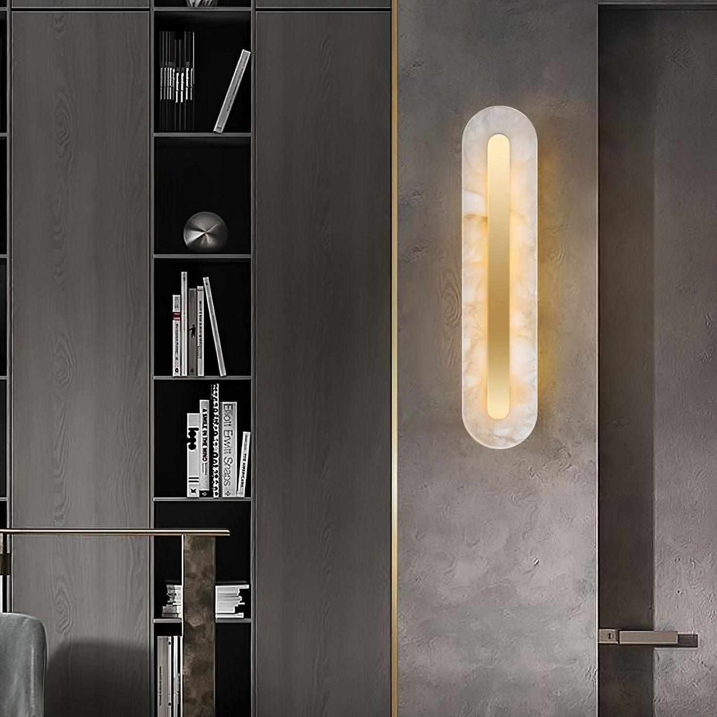 Selvia Minimalist Alabaster Wall Light-Neutral Decor