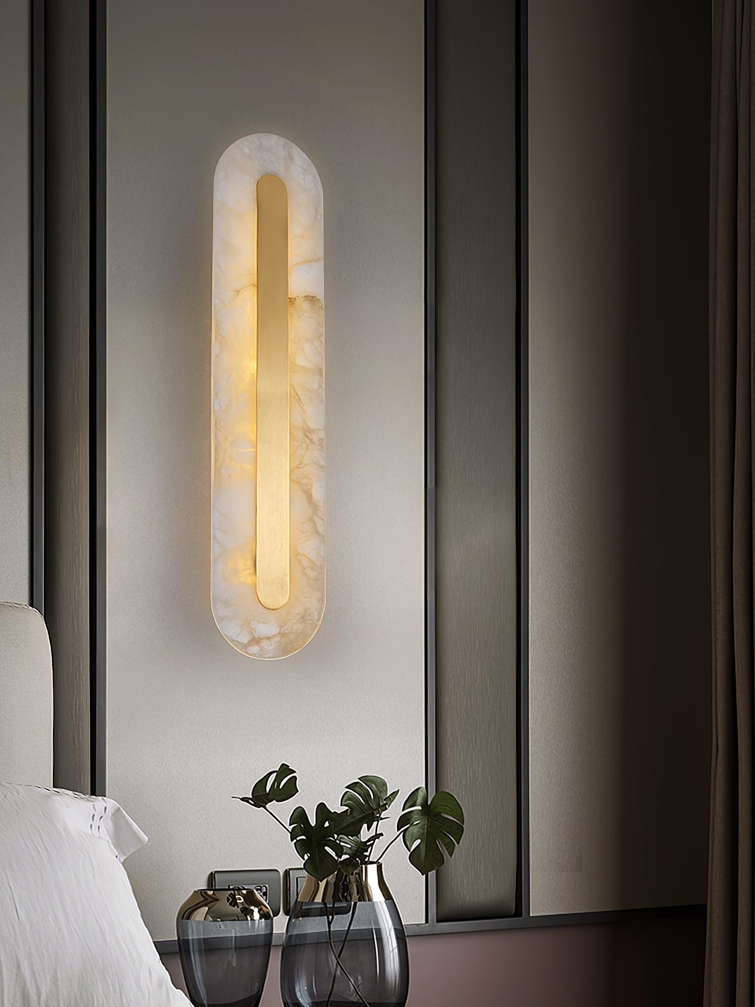Selvia Minimalist Alabaster Wall Light-Neutral Decor