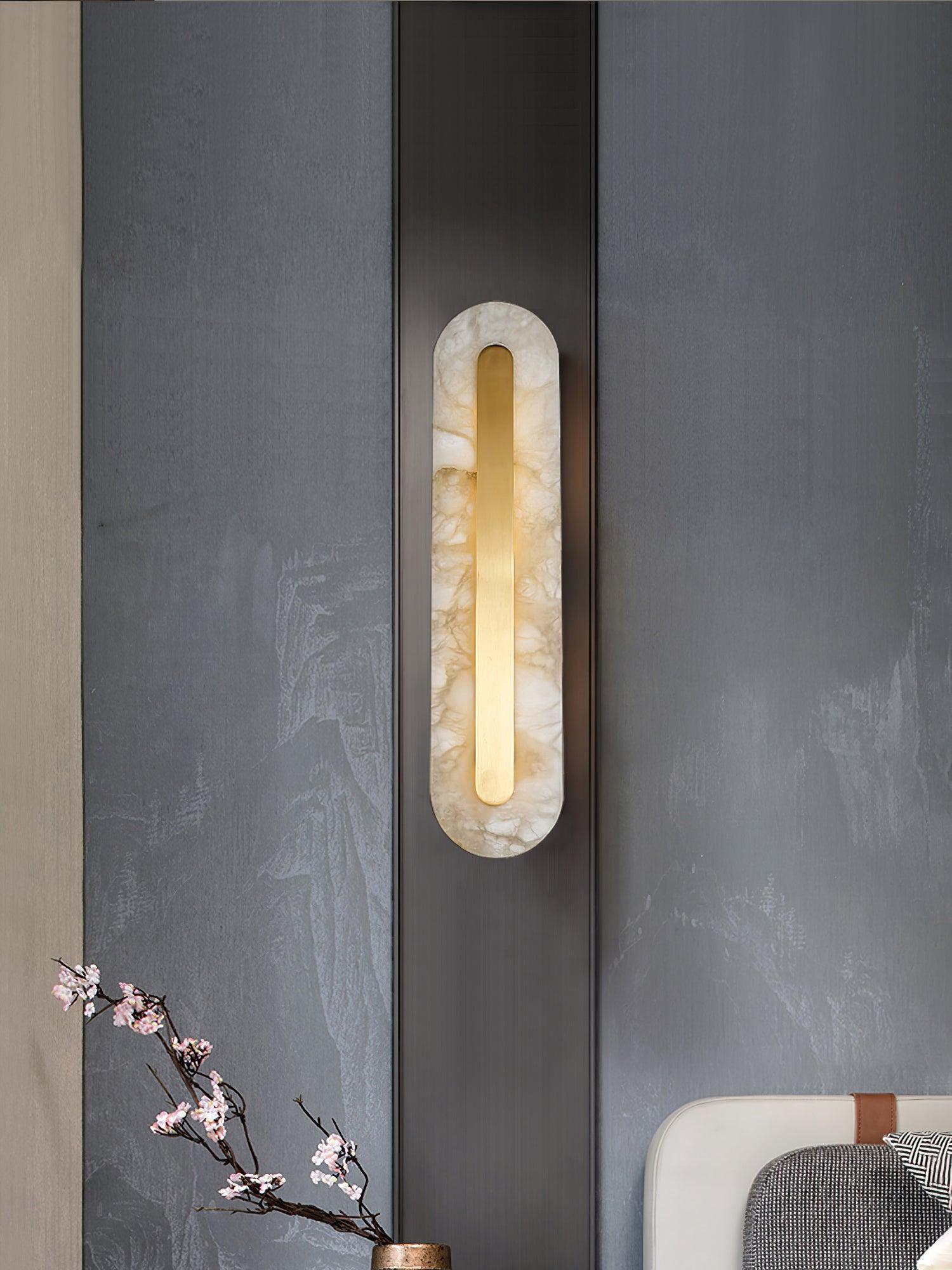 Selvia Minimalist Alabaster Wall Light-Neutral Decor