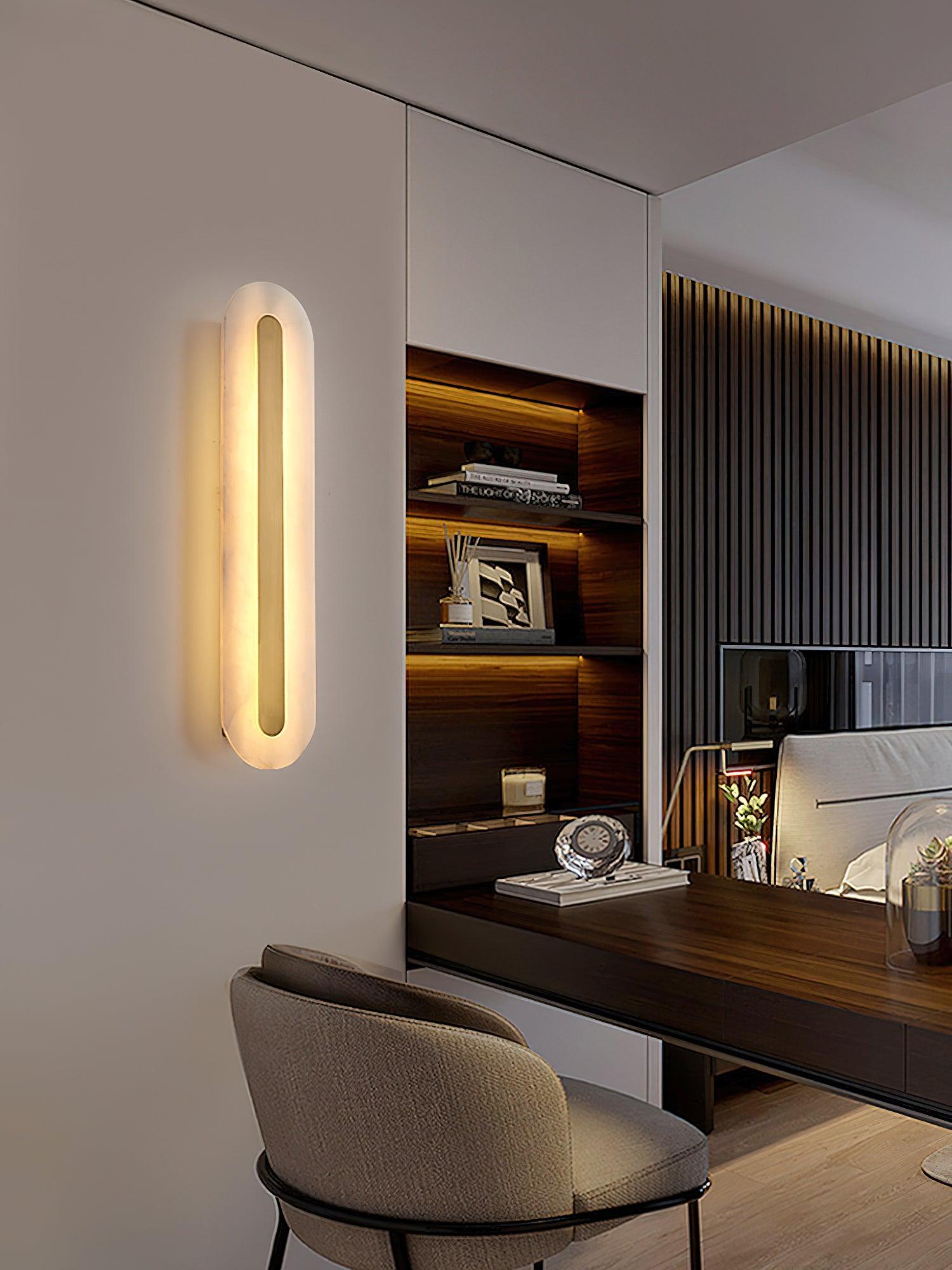 Selvia Minimalist Alabaster Wall Light-Neutral Decor