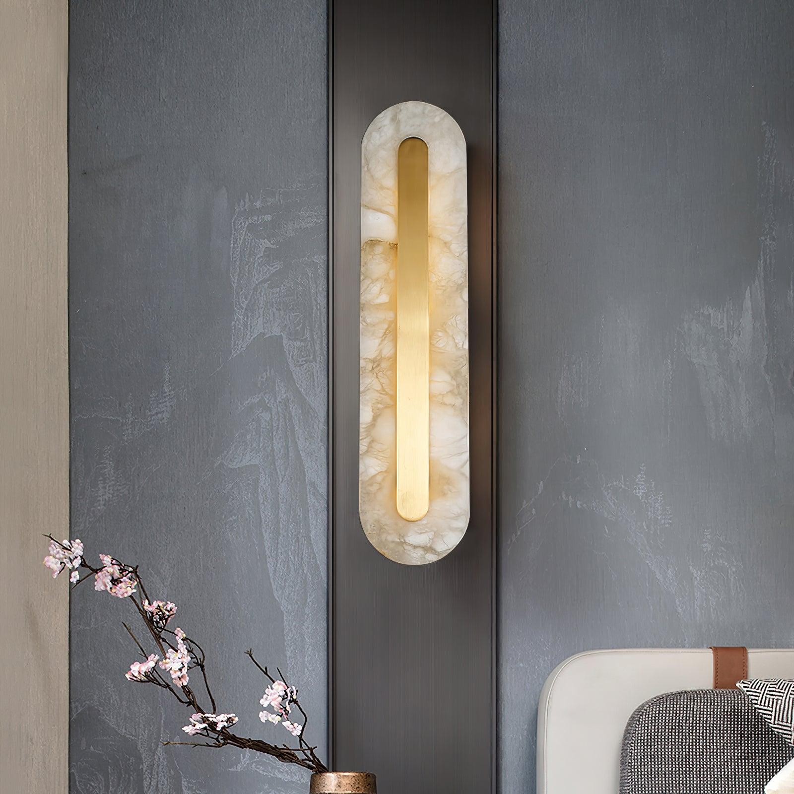 Selvia Minimalist Alabaster Wall Light-Neutral Decor