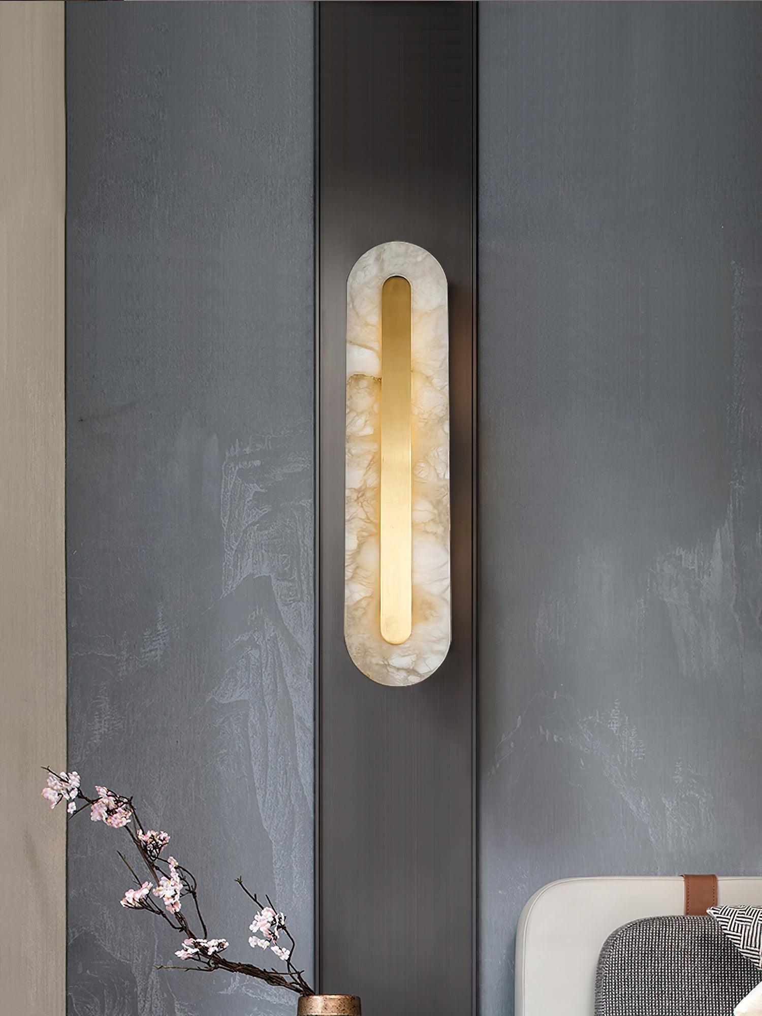 Selvia Minimalist Alabaster Wall Light-Neutral Decor
