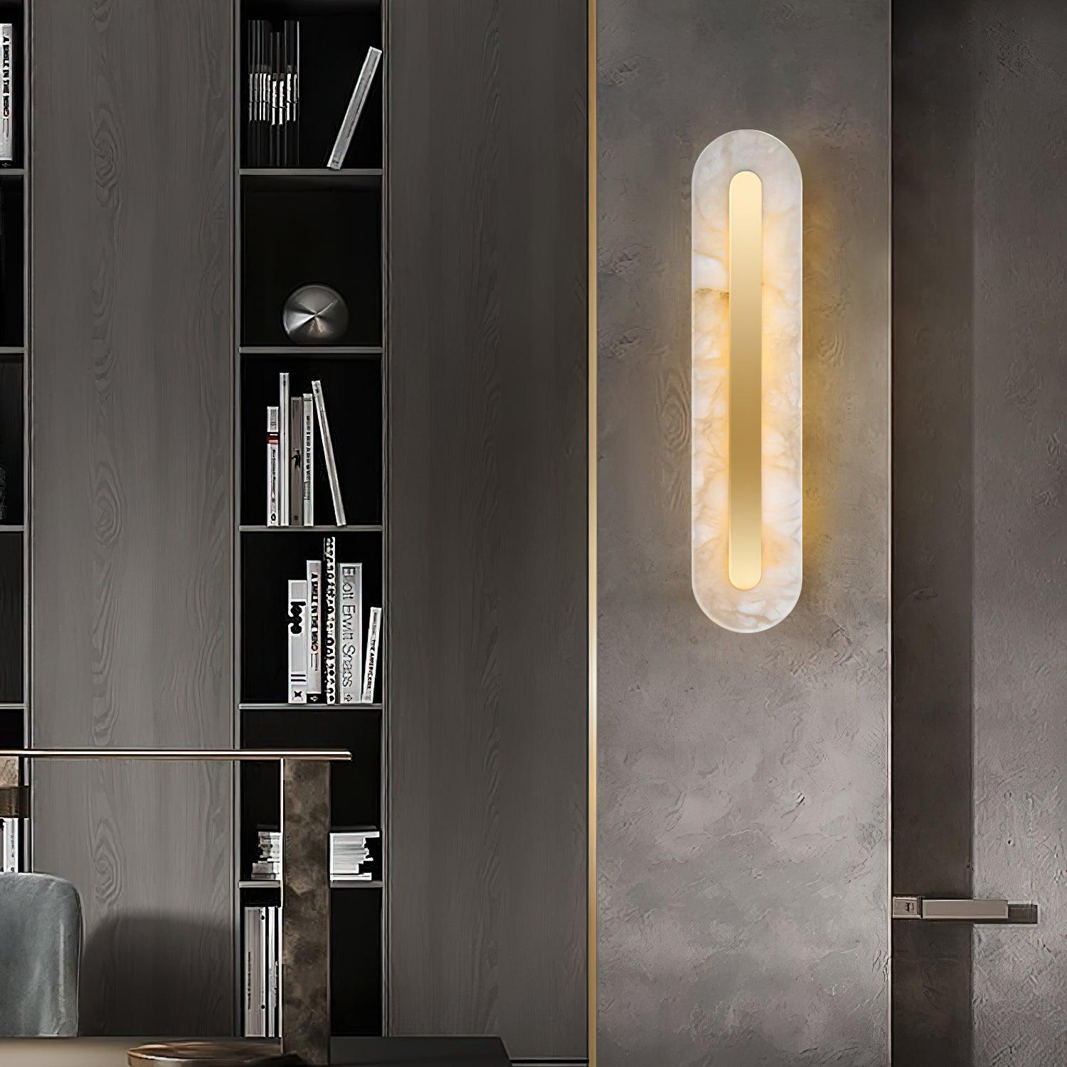 Selvia Minimalist Alabaster Wall Light-Neutral Decor