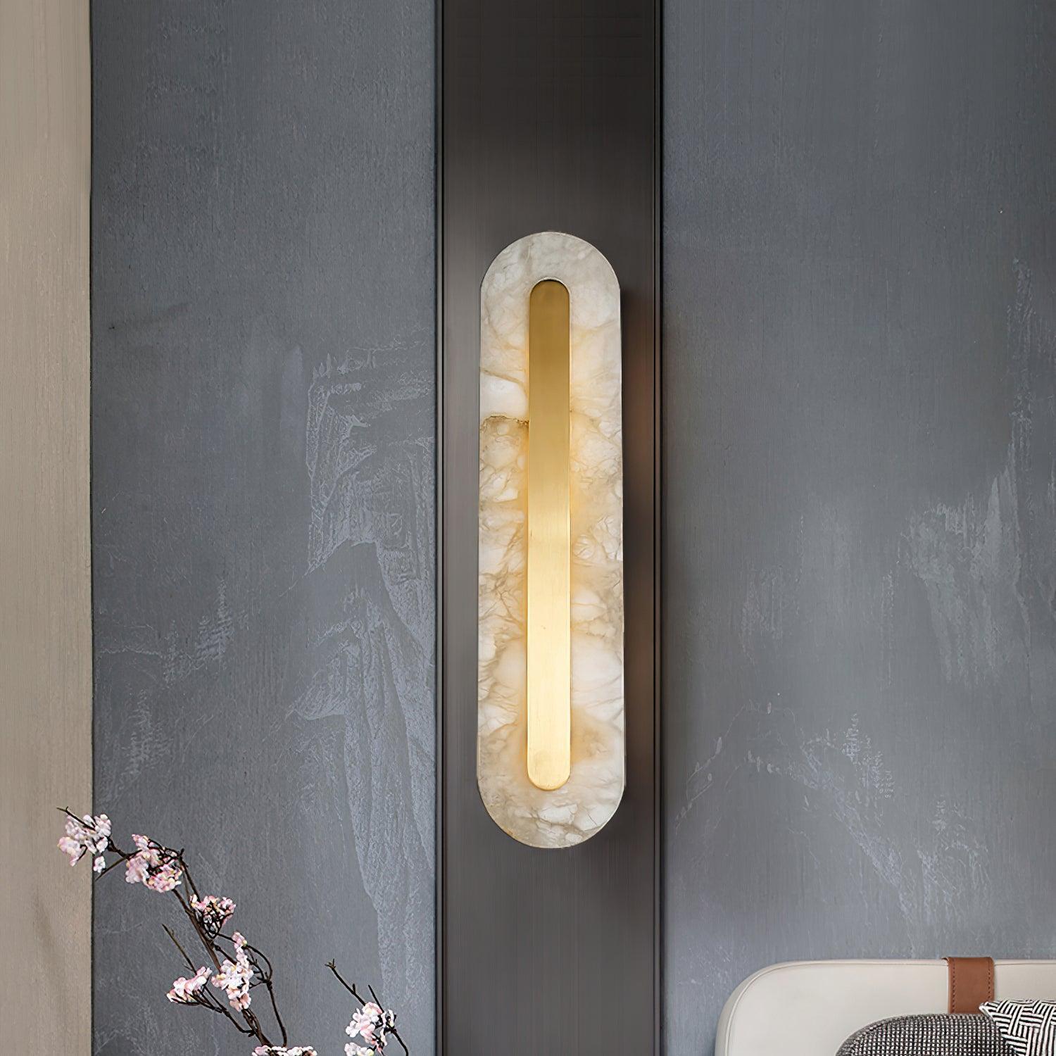 Selvia Minimalist Alabaster Wall Light-Neutral Decor