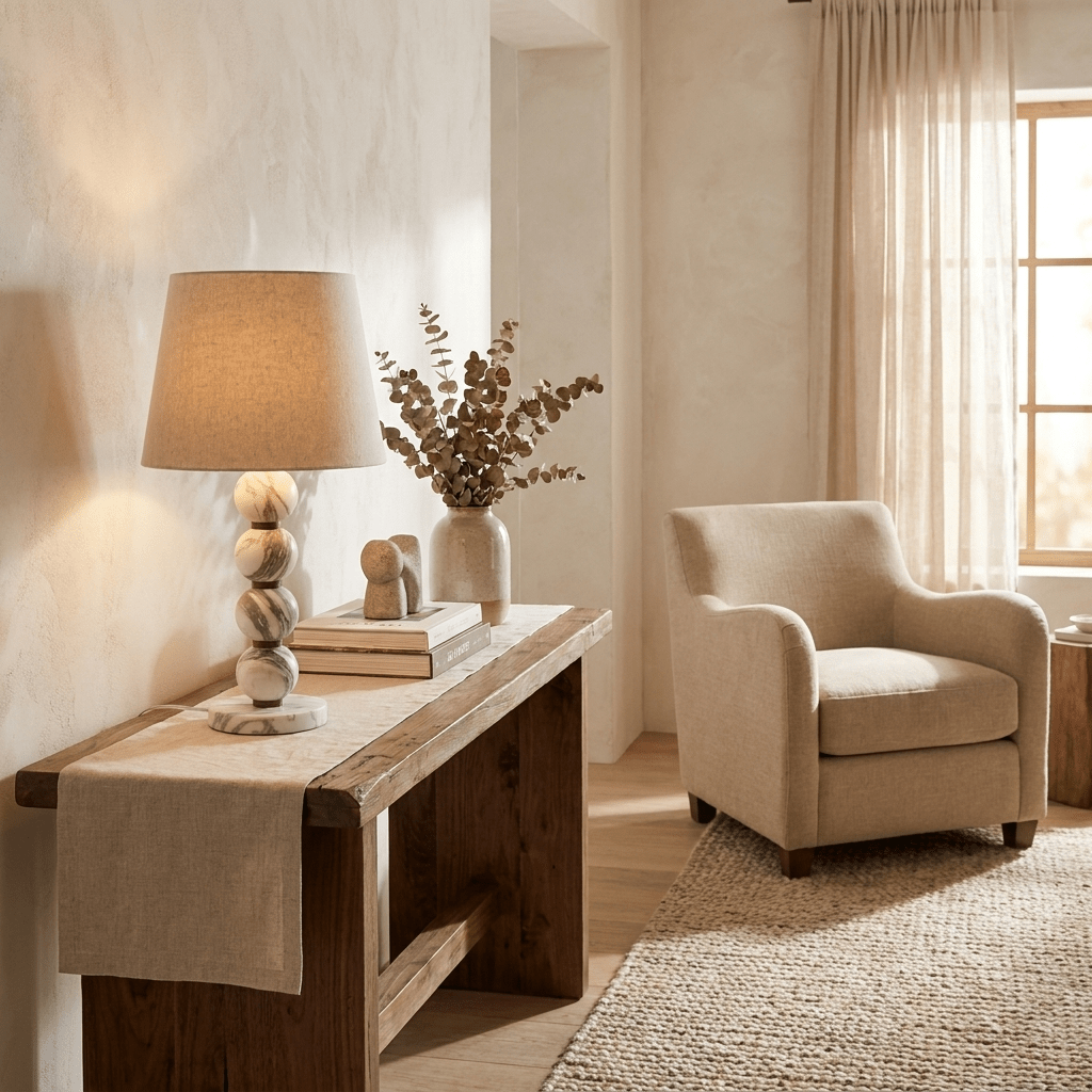 Marble Sphere Table Lamp-Neutral Decor