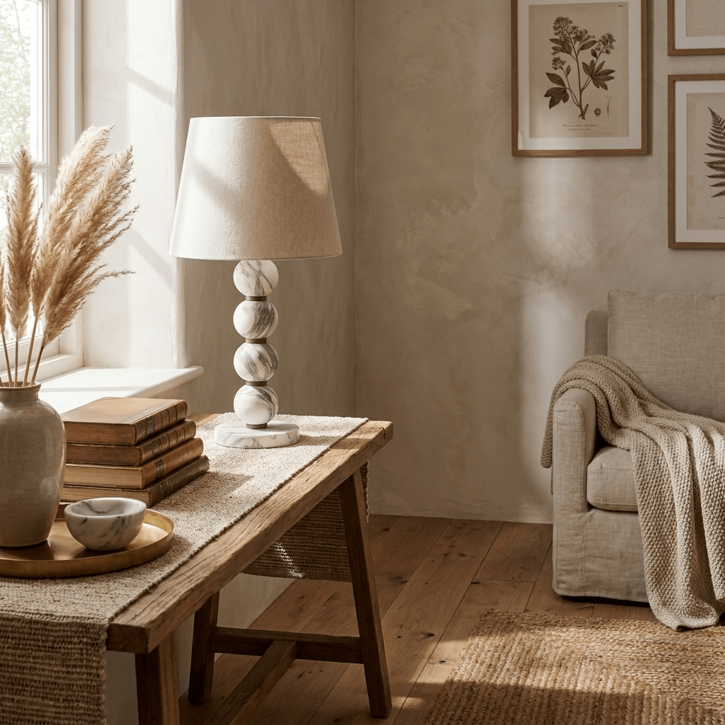 Marble Sphere Table Lamp-Neutral Decor