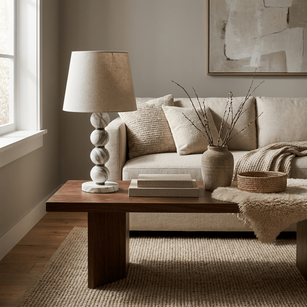 Marble Sphere Table Lamp-Neutral Decor