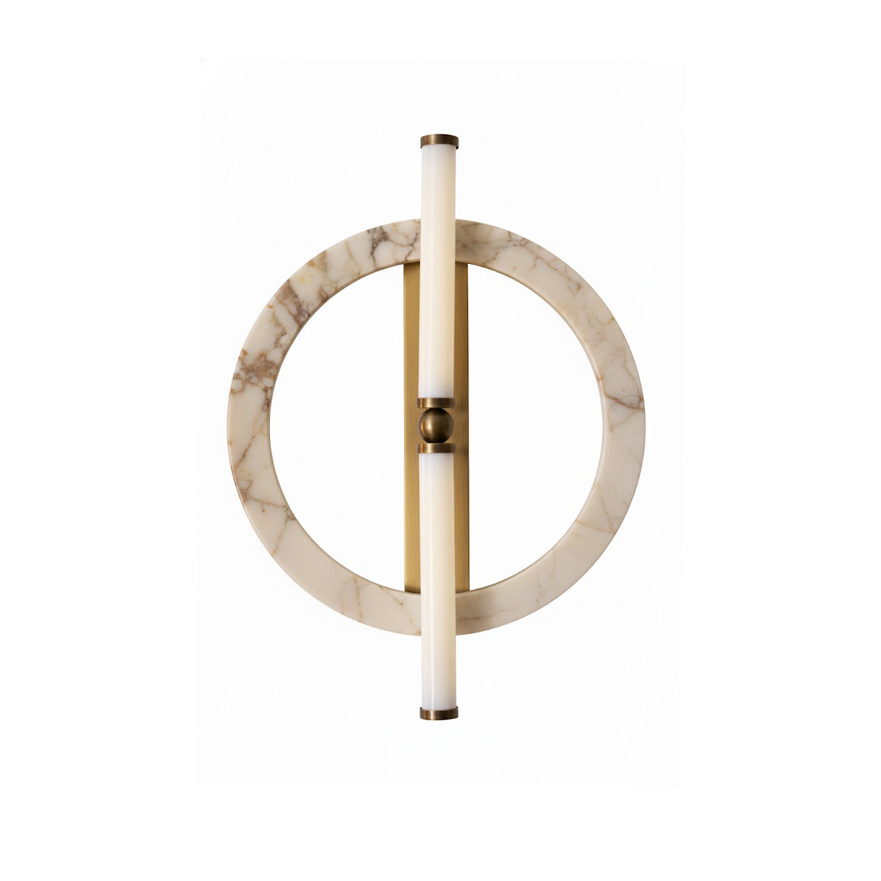 Marble Travertine Onyx Wall Lamp in a contemporary living room.