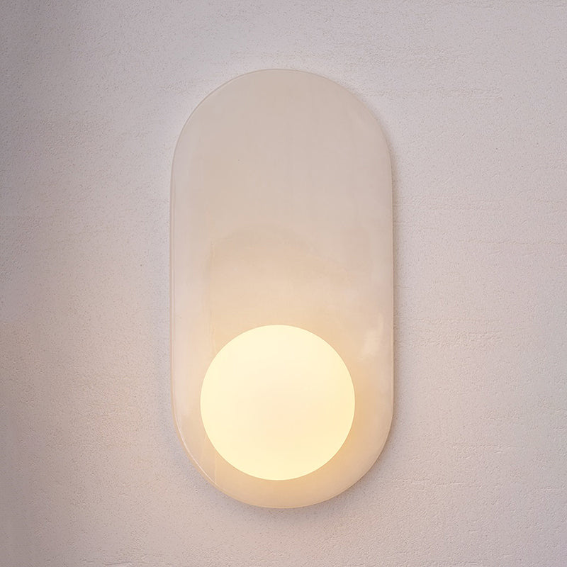 Rectangular white marble wall lamp.