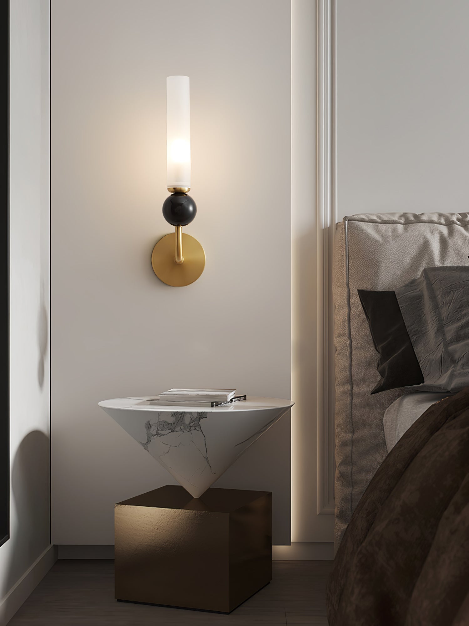 Dulane Modern Minimalist Vertical Marble Wall Lamp-Neutral Decor