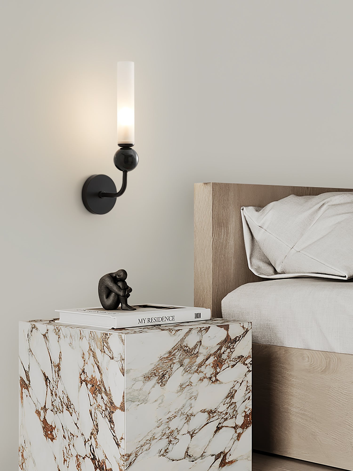 Dulane Modern Minimalist Vertical Marble Wall Lamp-Neutral Decor