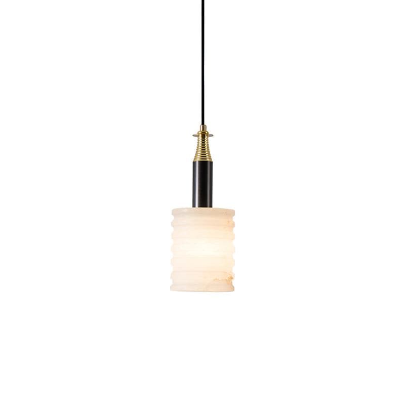 Alabaster Pendant Lamp Ribbed Cylinder