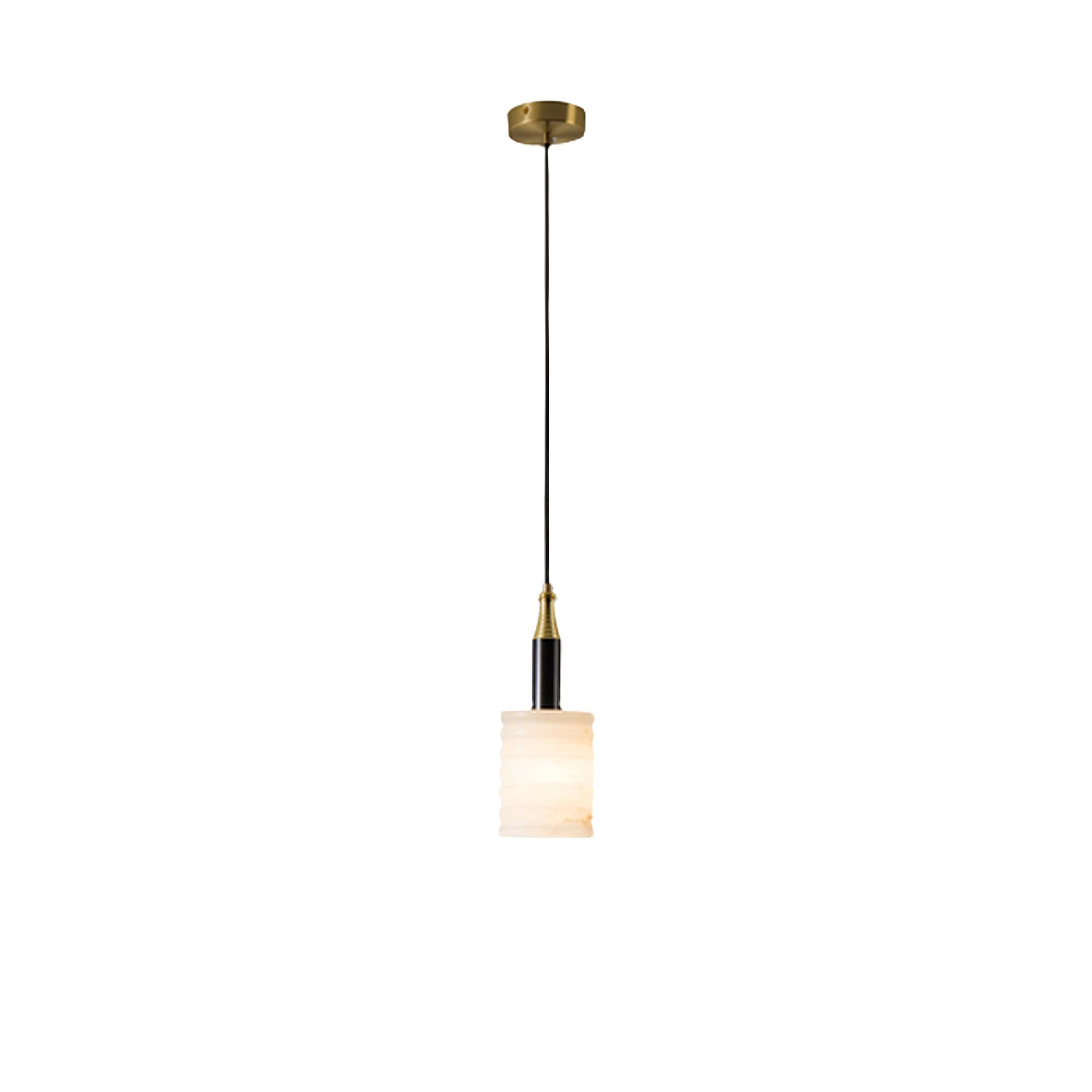 Alabaster Pendant Lamp Ribbed Cylinder