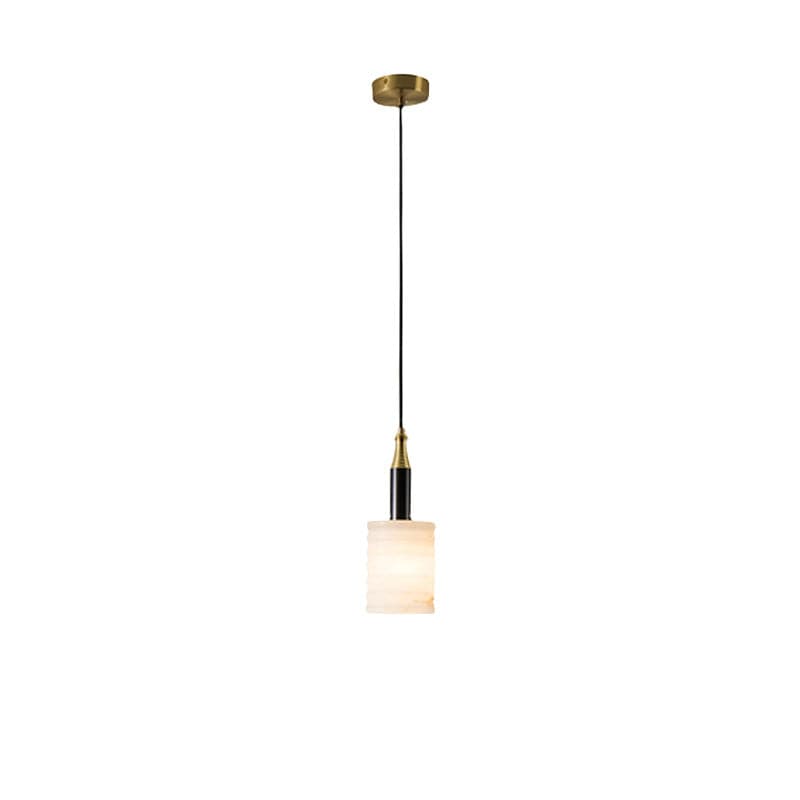 Alabaster Pendant Lamp Ribbed Cylinder