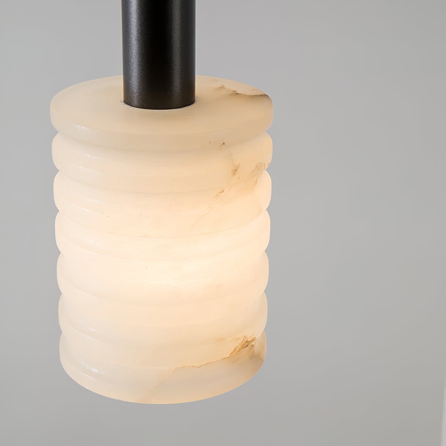 Alabaster Pendant Lamp Ribbed Cylinder