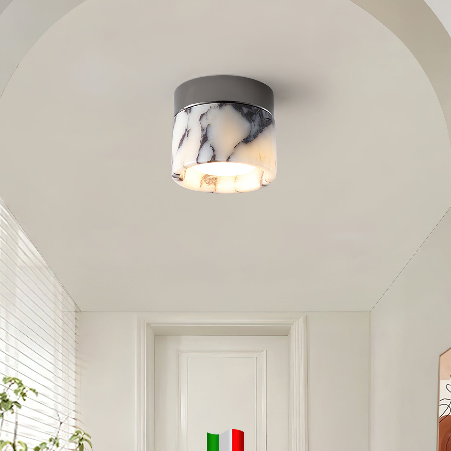 Ivinir Round Marble Ceiling Lamp-Neutral Decor