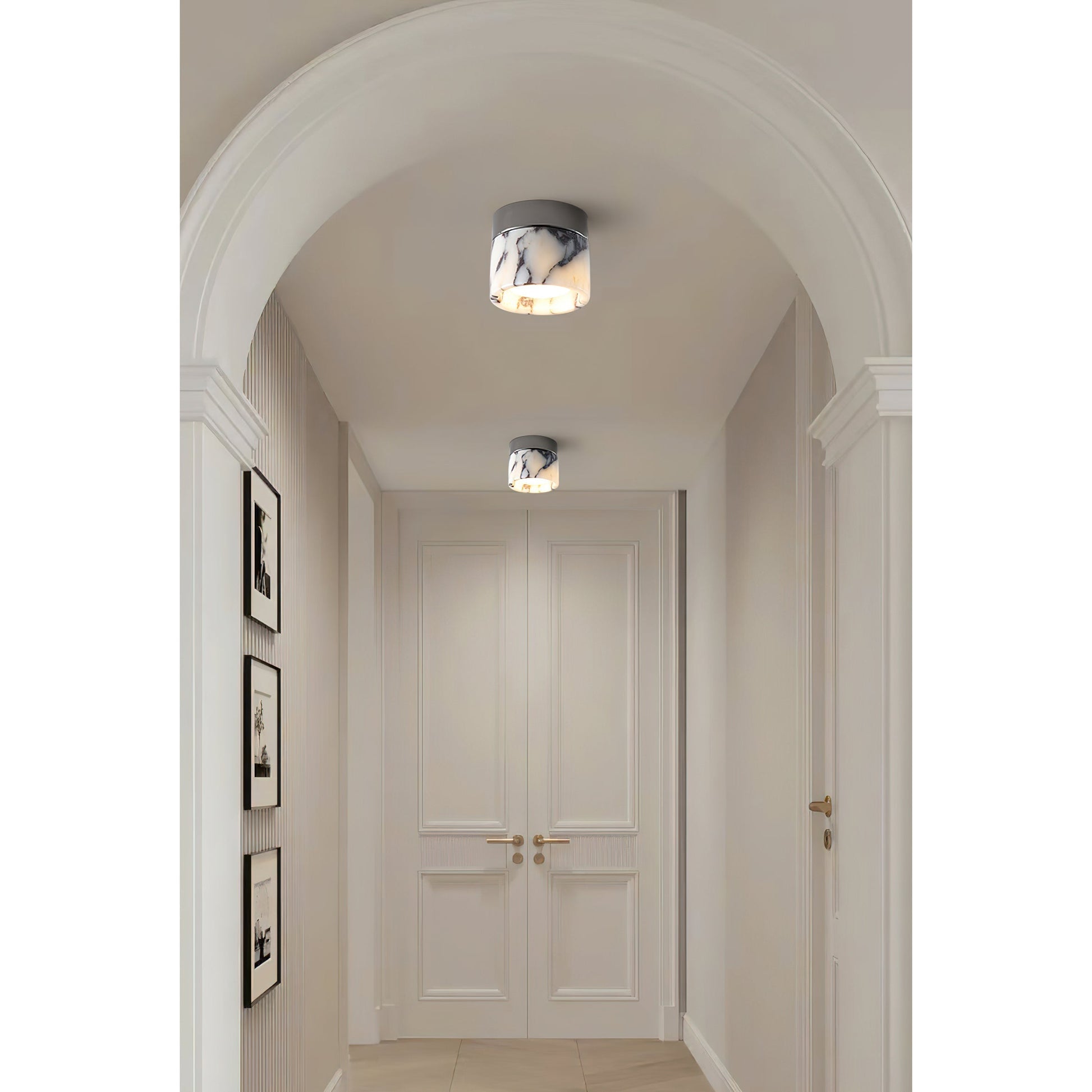 Ivinir Round Marble Ceiling Lamp-Neutral Decor