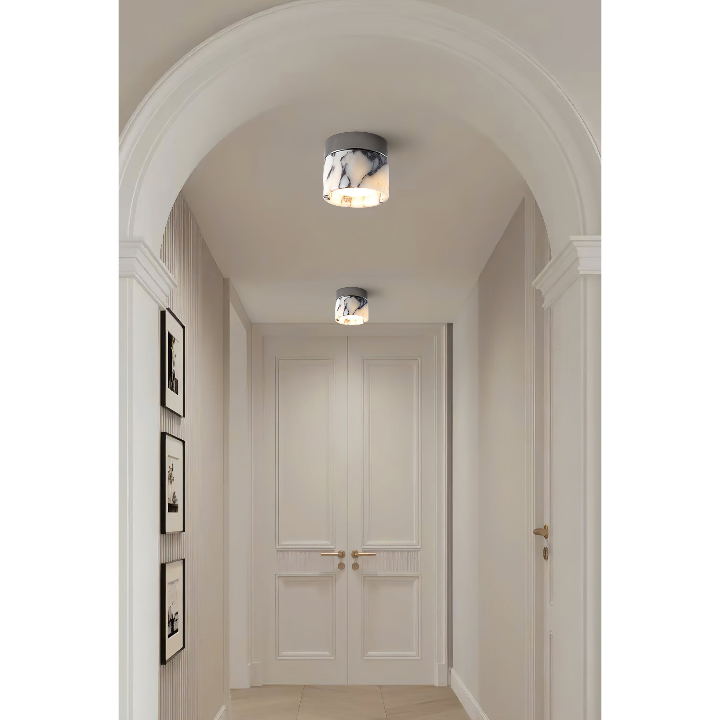 Ivinir Round Marble Ceiling Lamp-Neutral Decor