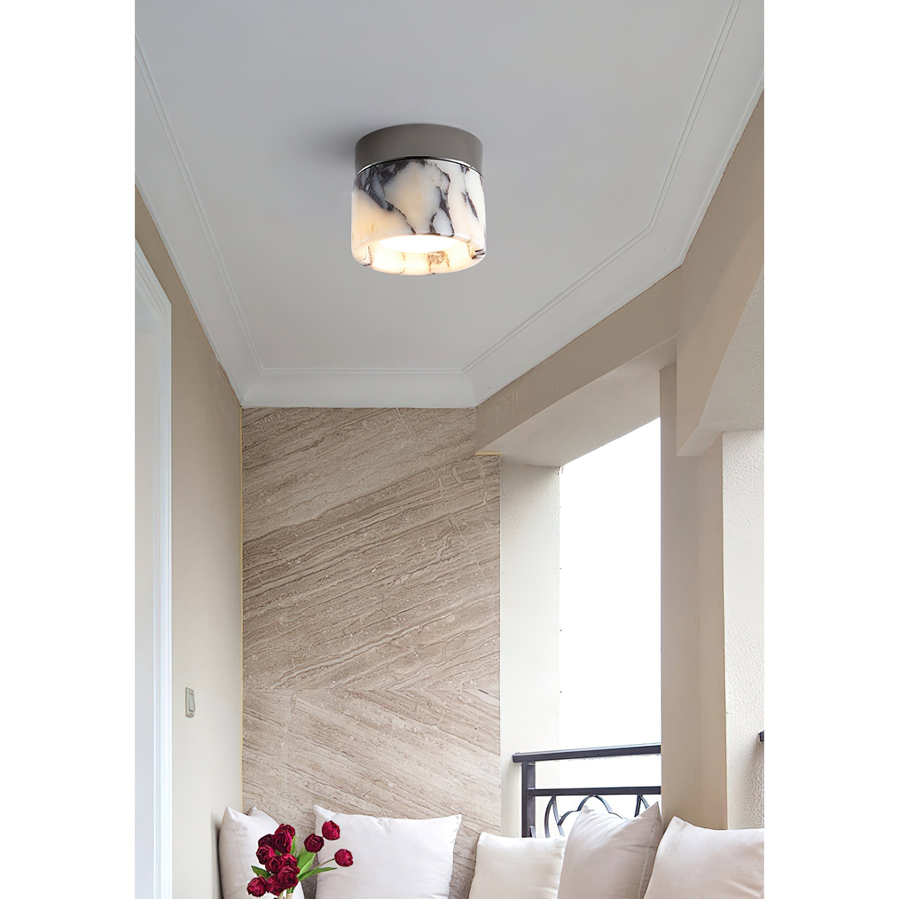 Ivinir Round Marble Ceiling Lamp-Neutral Decor