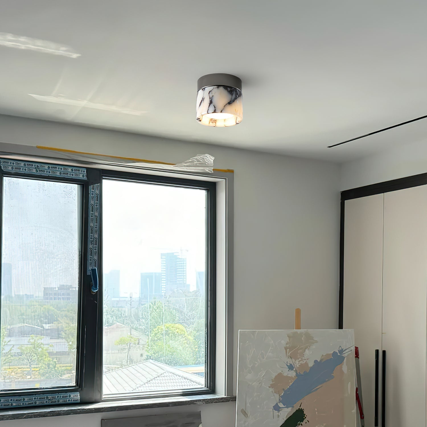 Ivinir Round Marble Ceiling Lamp-Neutral Decor