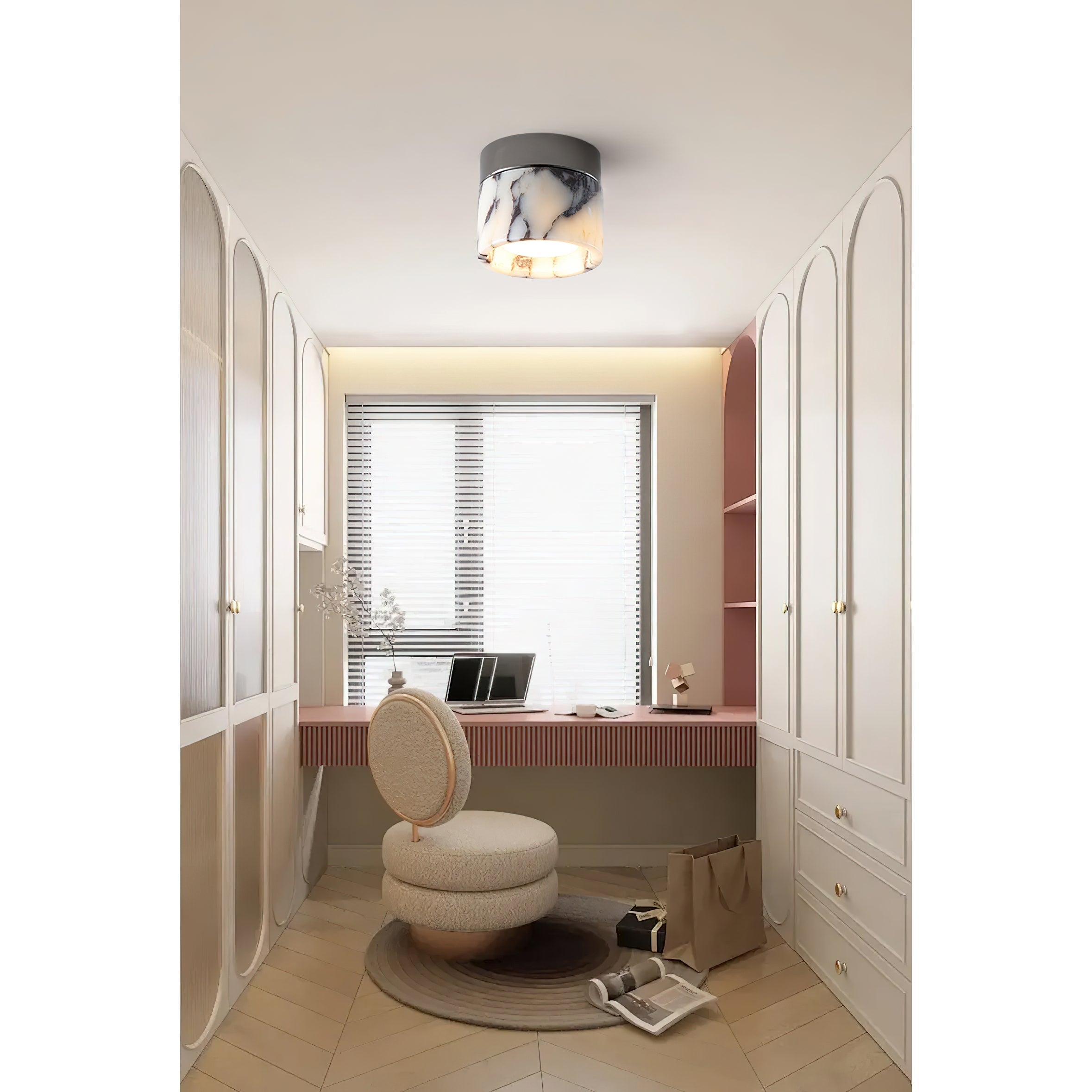 Ivinir Round Marble Ceiling Lamp-Neutral Decor