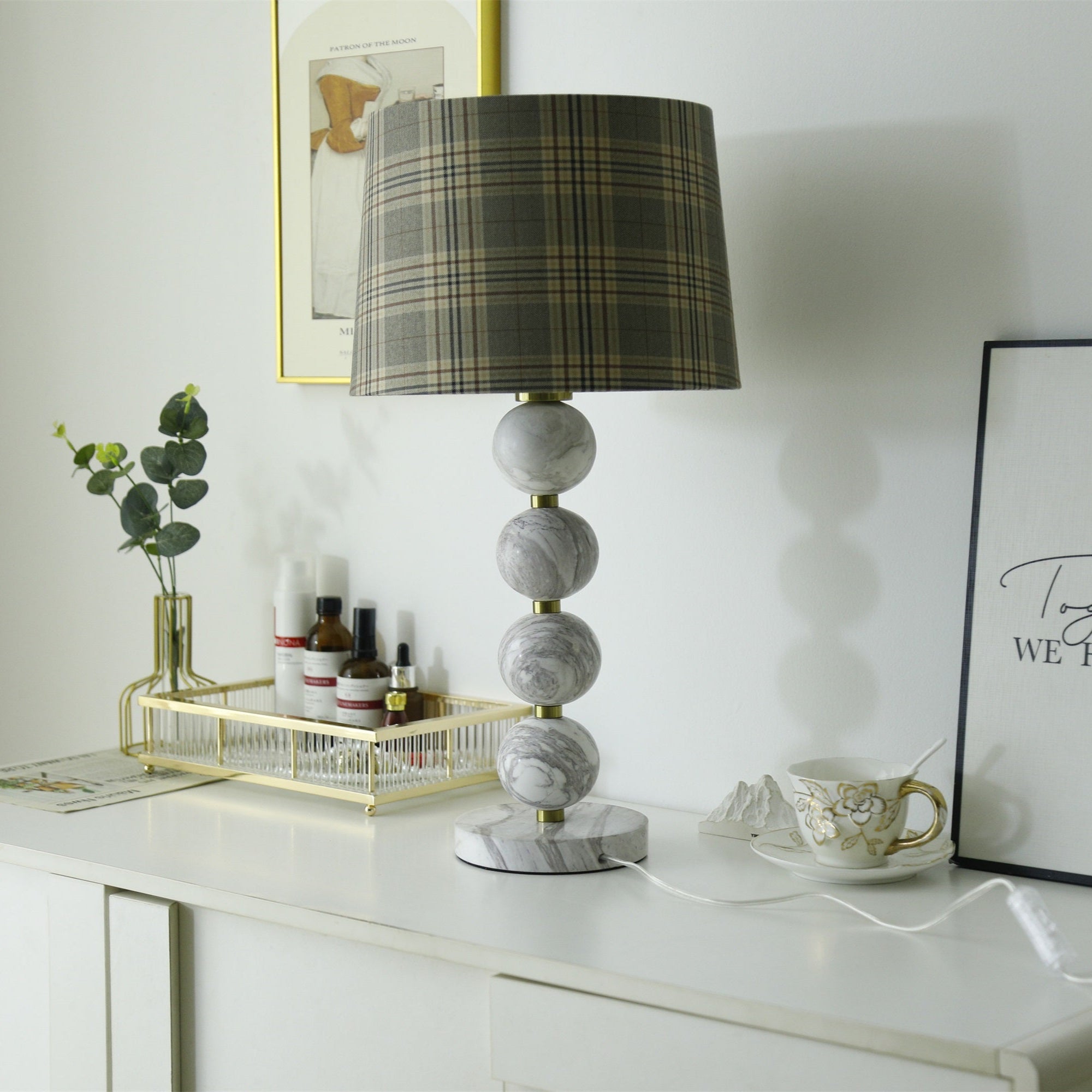 Rowan Modern Marble Table Lamp-Neutral Decor