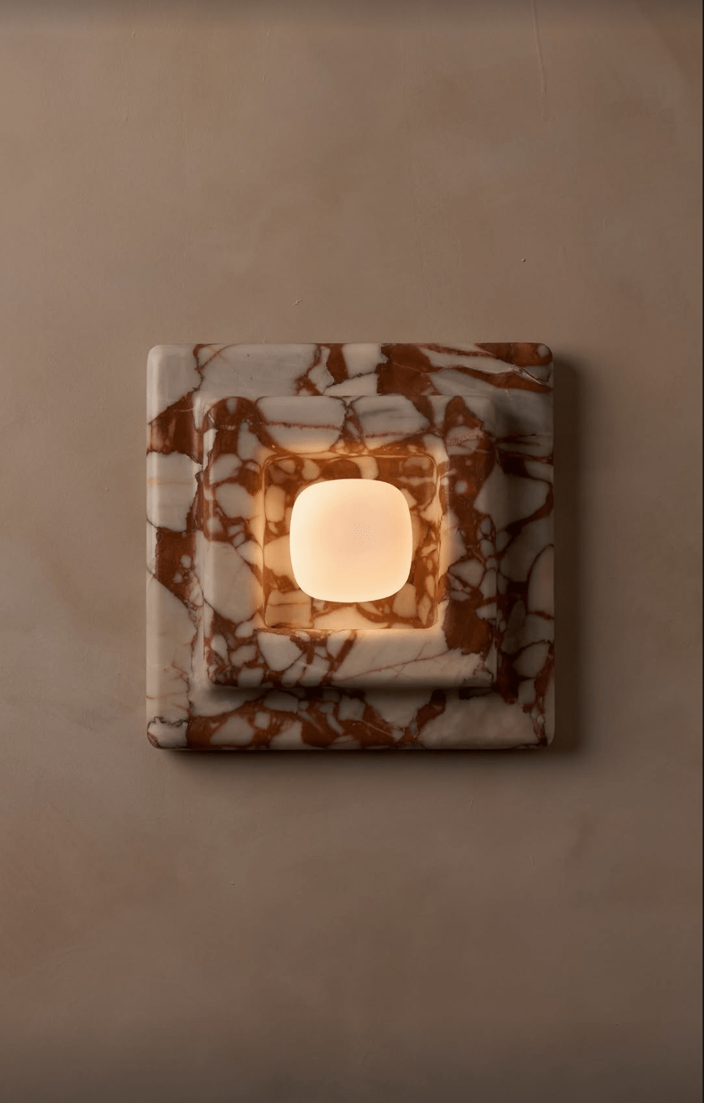 Ziv Hearthwood Square Layered Marble Wall Lamp-Neutral Decor