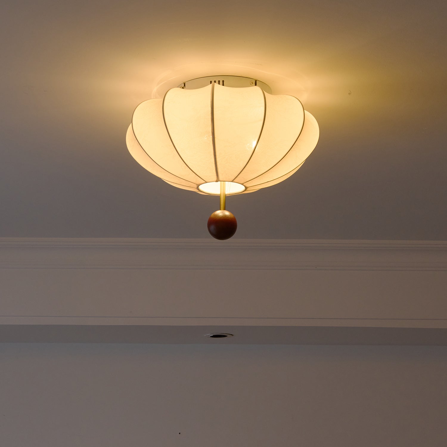 Lustra Ceiling Light Wood Fabric Lantern-Neutral Decor