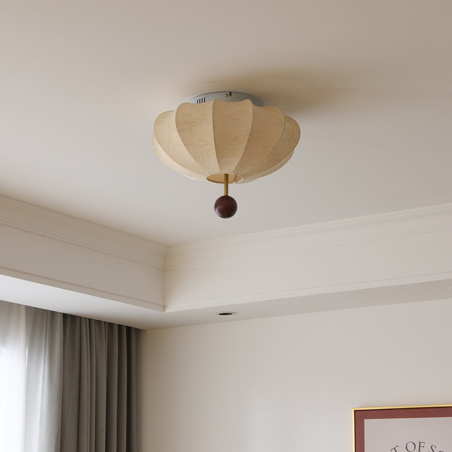 Lustra Ceiling Light Wood Fabric Lantern-Neutral Decor