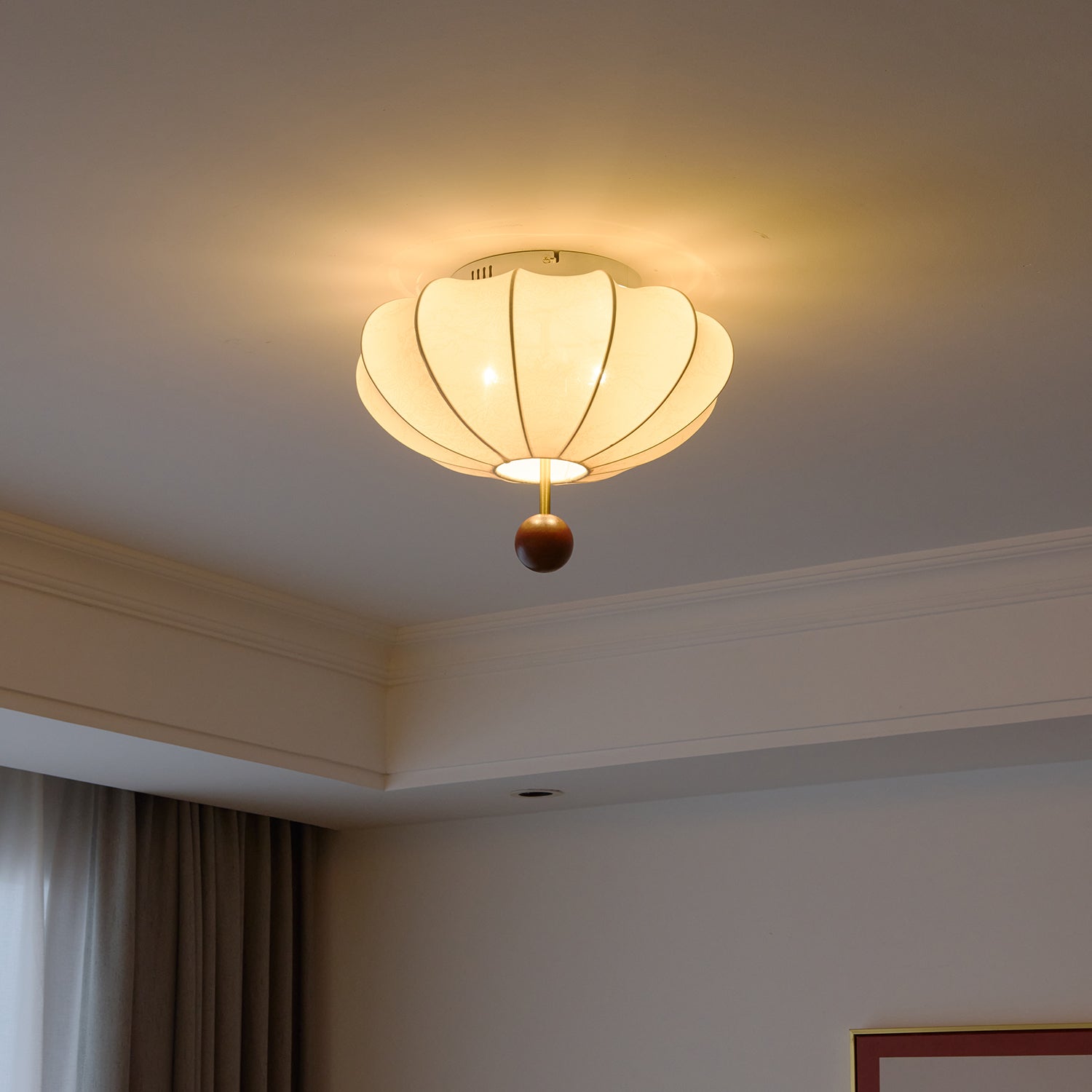 Lustra Ceiling Light Wood Fabric Lantern-Neutral Decor