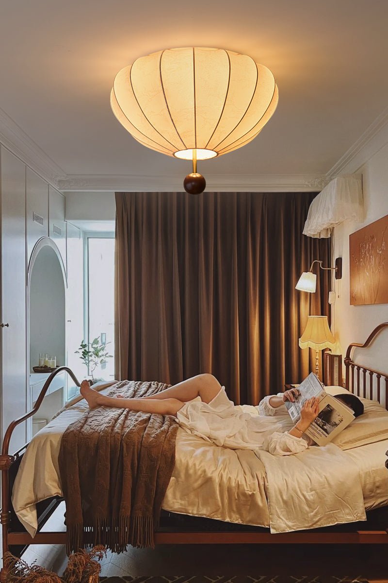 Lustra Ceiling Light Wood Fabric Lantern-Neutral Decor