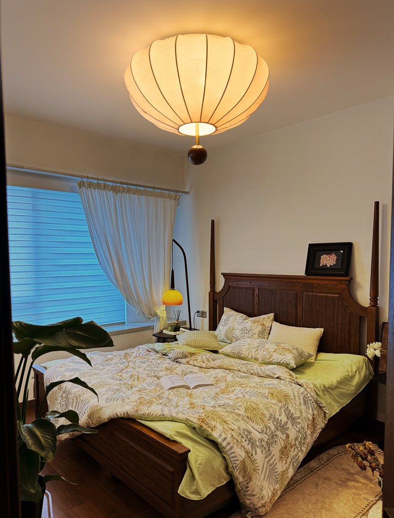 Lustra Ceiling Light Wood Fabric Lantern-Neutral Decor