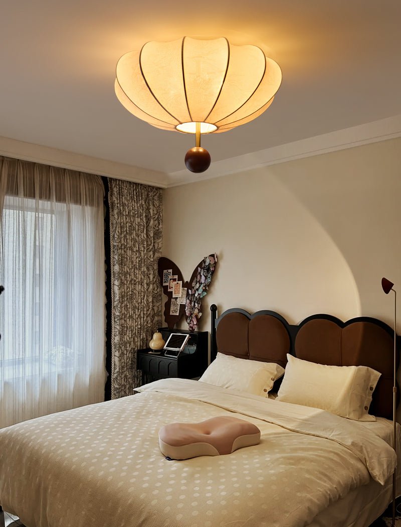 Lustra Ceiling Light Wood Fabric Lantern-Neutral Decor