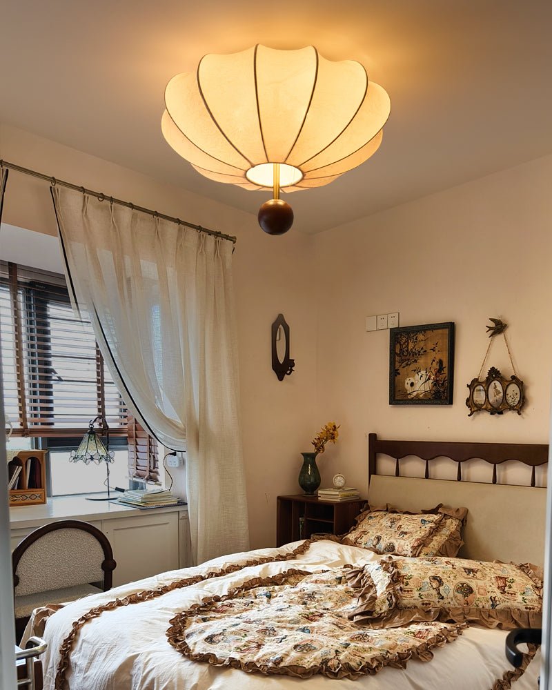 Lustra Ceiling Light Wood Fabric Lantern-Neutral Decor