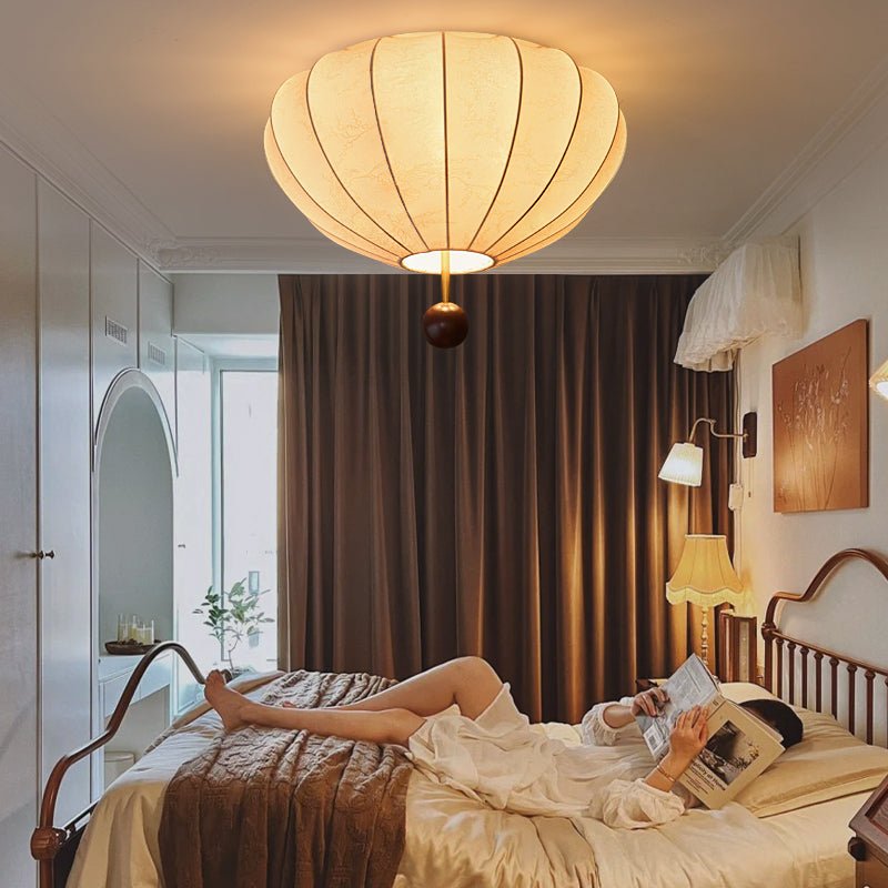 Lustra Ceiling Light Wood Fabric Lantern-Neutral Decor