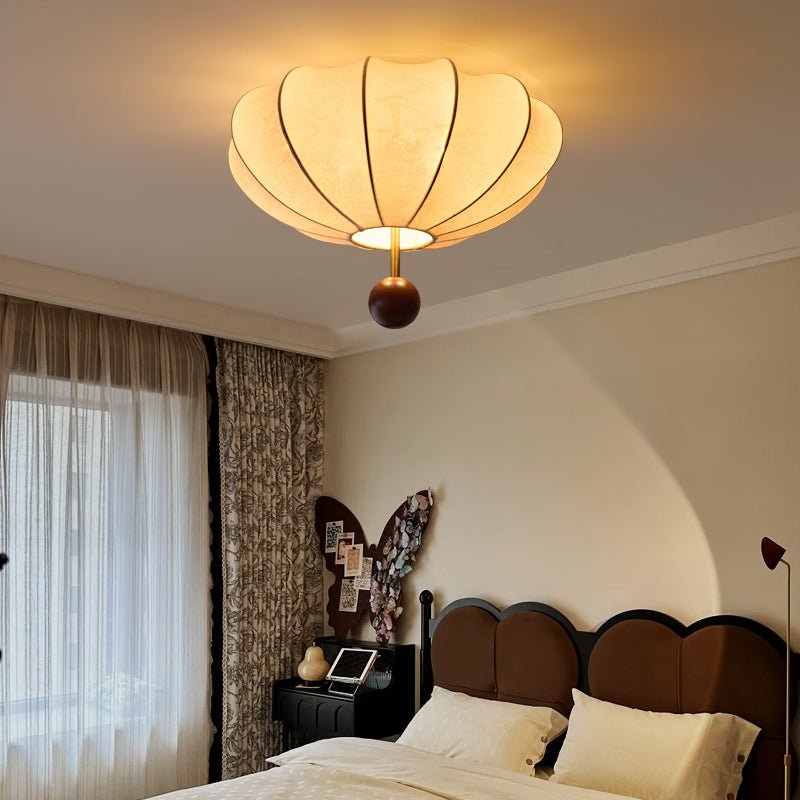 Lustra Ceiling Light Wood Fabric Lantern-Neutral Decor