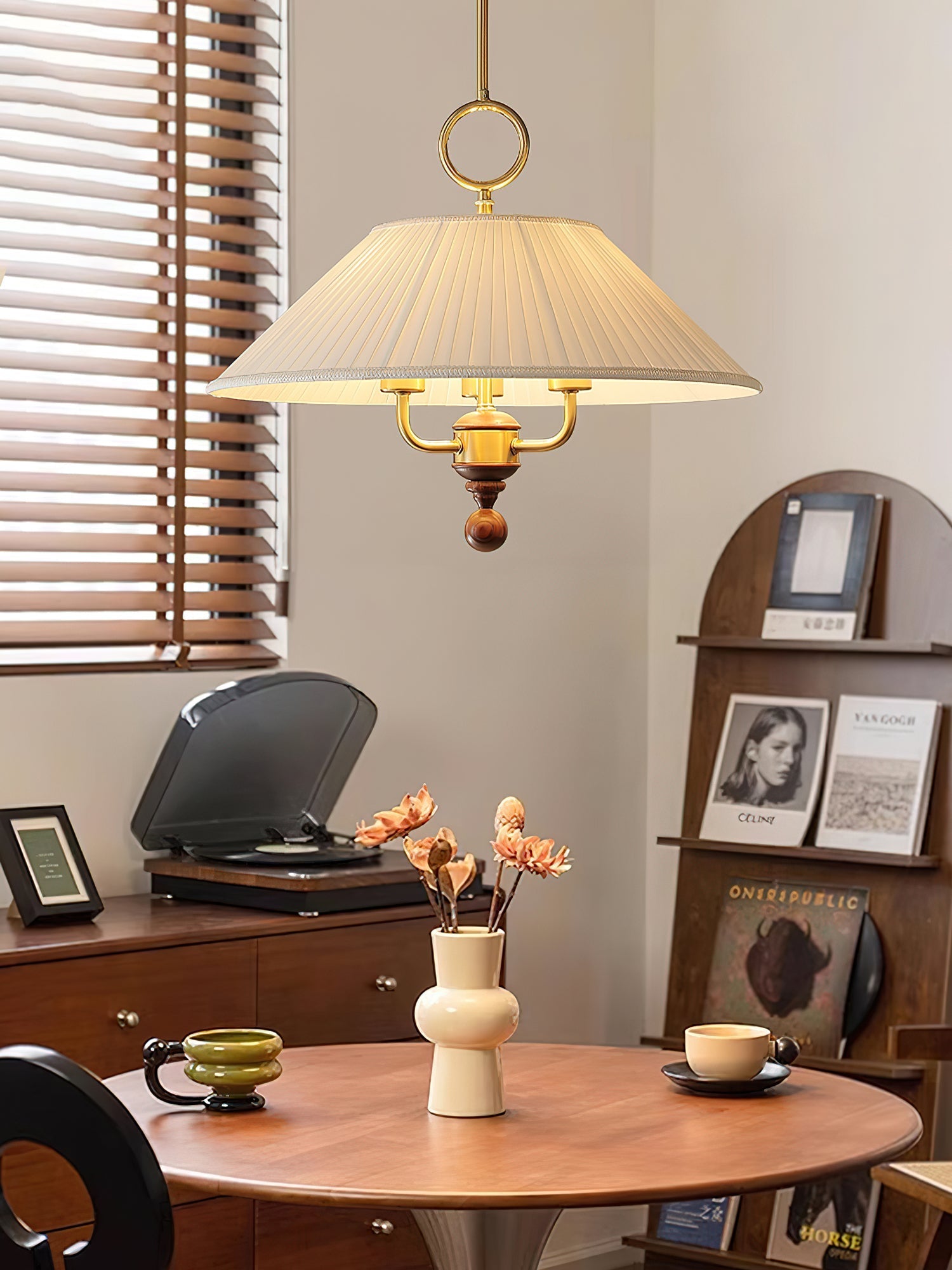 Xylren Pleated Pendant Light-Neutral Decor