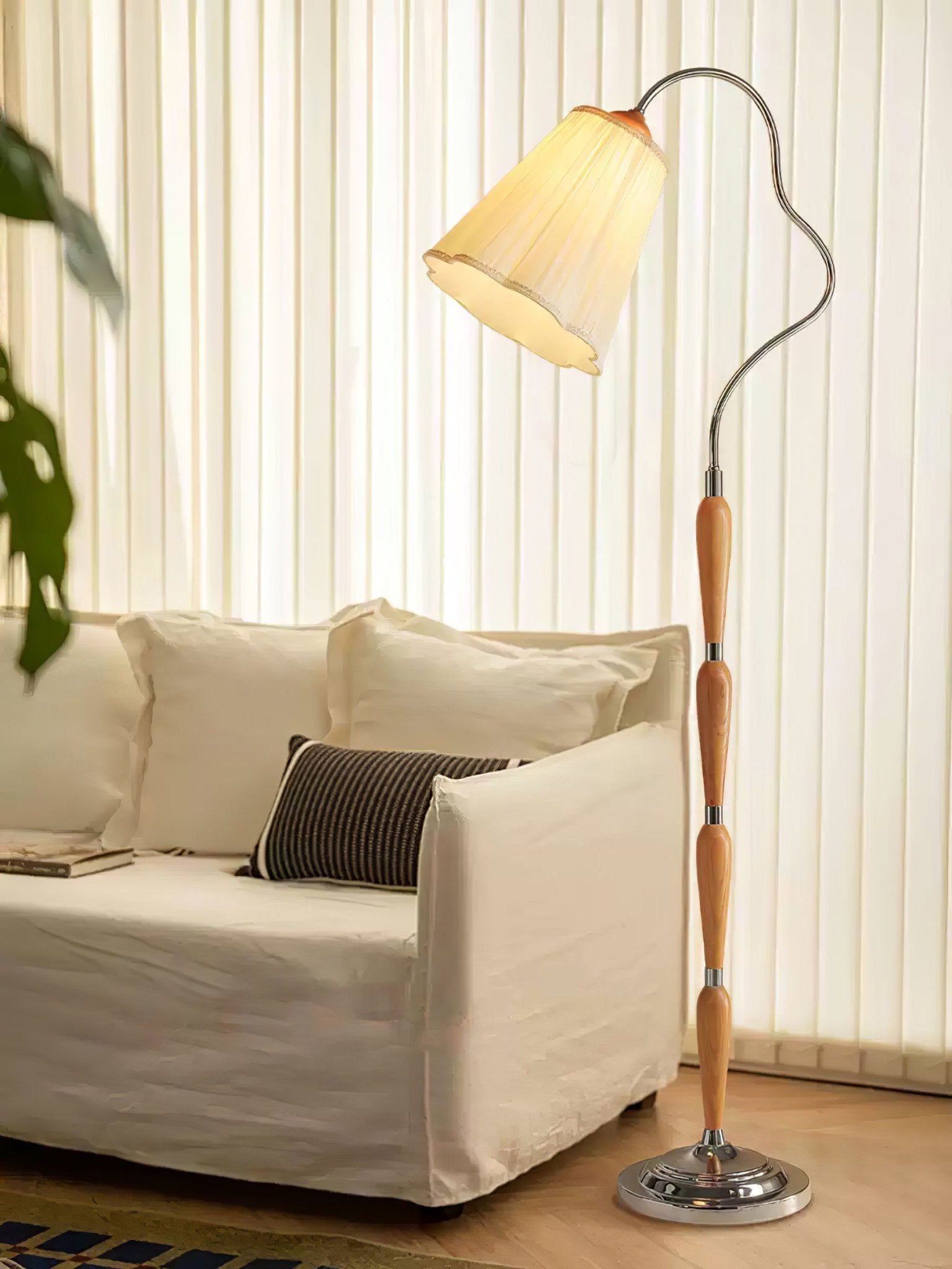 Foster Vintage Wood Floor Lamp-Neutral Decor