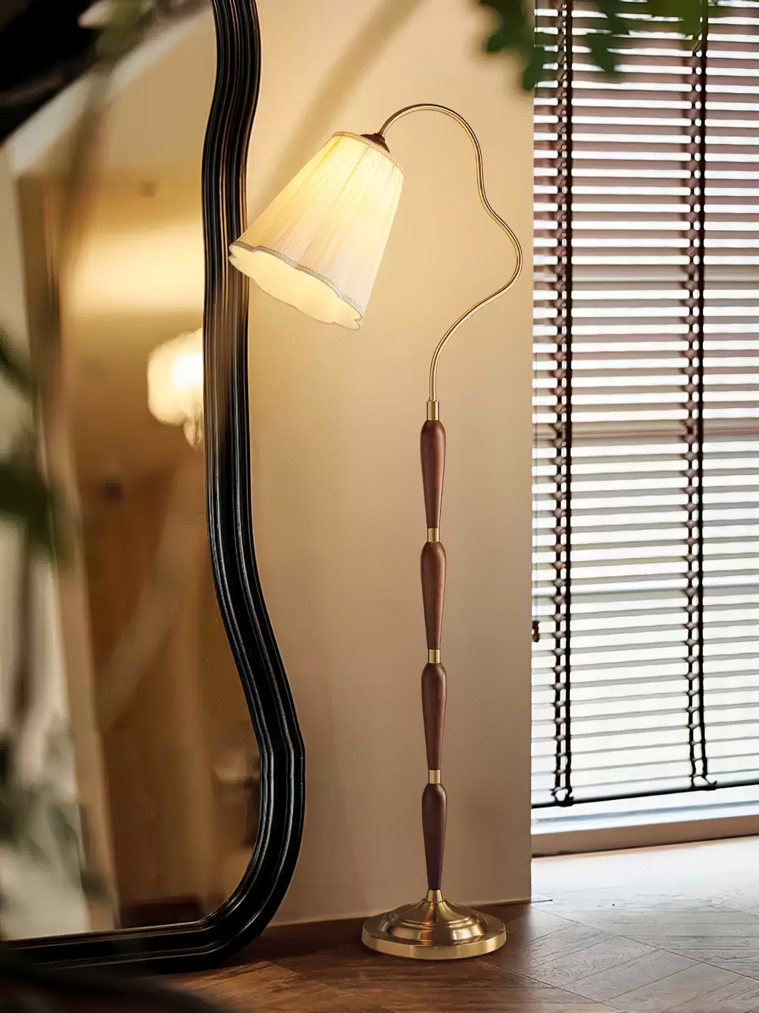 Foster Vintage Wood Floor Lamp-Neutral Decor